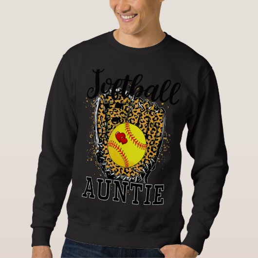 Softball Auntie Leopard Game Day Aunt Mother Softb Trui (Voorkant)