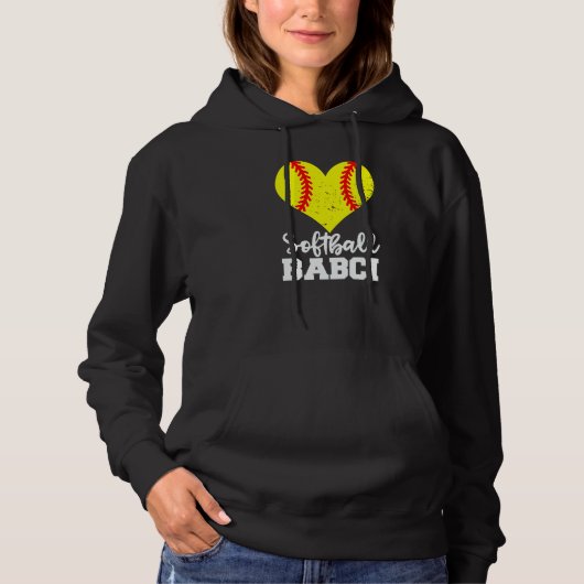 Softball Babci Softball Heart Grandma Babci Hoodie (Voorkant)