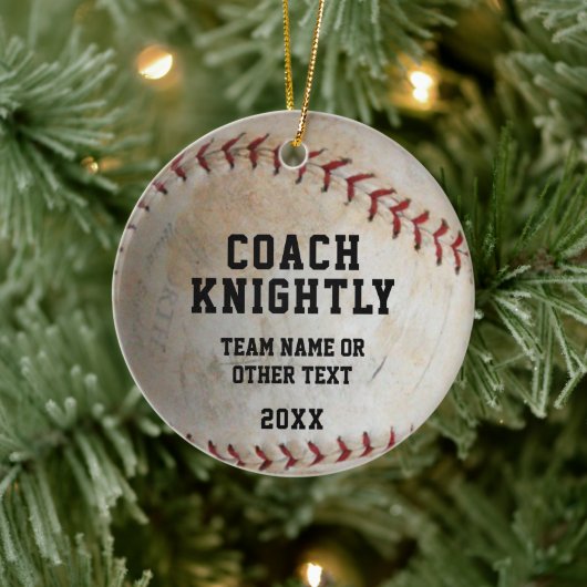 Softball Ball Coach-foto op maat Keramisch Ornament (Boom)