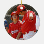 Softball Ball Coach-foto op maat Keramisch Ornament (Achterkant)