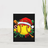 Softball Ball Santa Hat Christmas Softball Drip Xm Kaart (Voorkant)