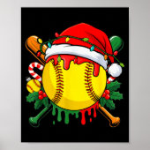 Softball Ball Santa Hat Christmas Softball Drip Xm Poster (Voorkant)