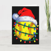 Softball Ball Santa Hat Christmas Softball Xmas Li Kaart (Voorkant)