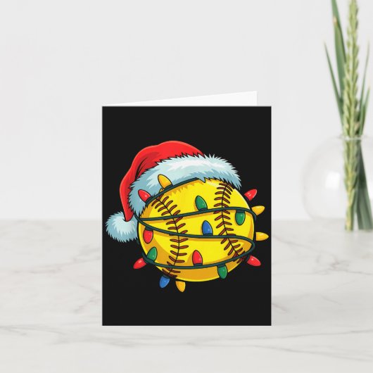 Softball Ball Santa Hat Christmas Softball Xmas Li Kaart (Voorkant)