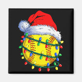 Softball Ball Santa Hat Christmas Softball Xmas Li Magneet (Voorkant)