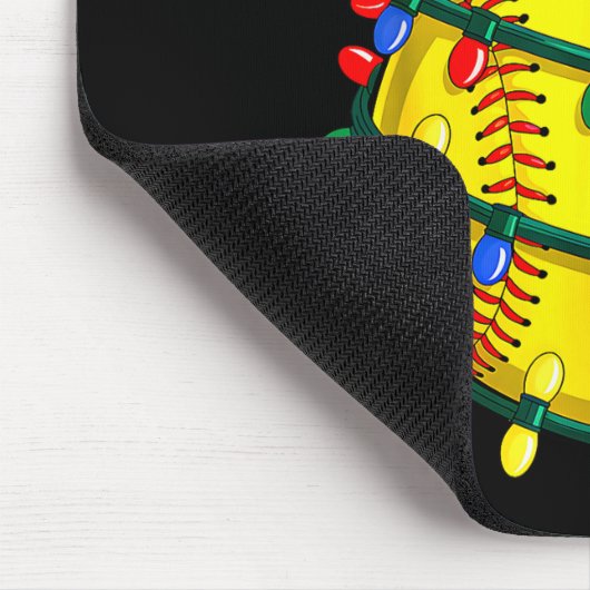 Softball Ball Santa Hat Christmas Softball Xmas Li Muismat (Hoek)