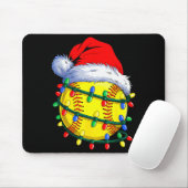 Softball Ball Santa Hat Christmas Softball Xmas Li Muismat (Met muis)