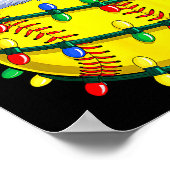 Softball Ball Santa Hat Christmas Softball Xmas Li Poster (Hoek)