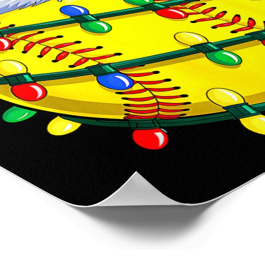 Softball Ball Santa Hat Christmas Softball Xmas Li Poster (Hoek)