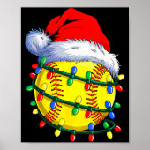Softball Ball Santa Hat Christmas Softball Xmas Li Poster (Voorkant)