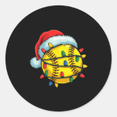 Softball Ball Santa Hat Christmas Softball Xmas Li Ronde Sticker (Voorkant)