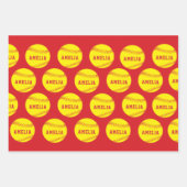 Softball Ball Speler Kinder Naam Verjaardag Inpakpapier Vel (Voorkant 2)