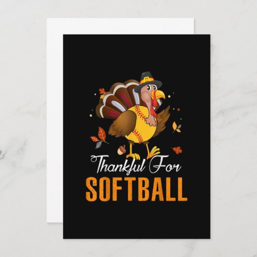 Softball Ball Turkey Thanksgiving Day Funny Sport Kaart (Voorkant / Achterkant)
