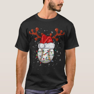 Softball Balls Kerst Grappig Santa Hoed Rendier T-shirt