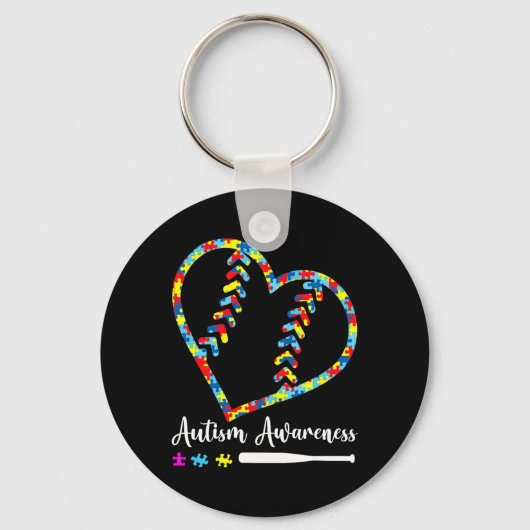 Softball Baseball Autisme Bewustzijn Premium Sleutelhanger (Voorkant)