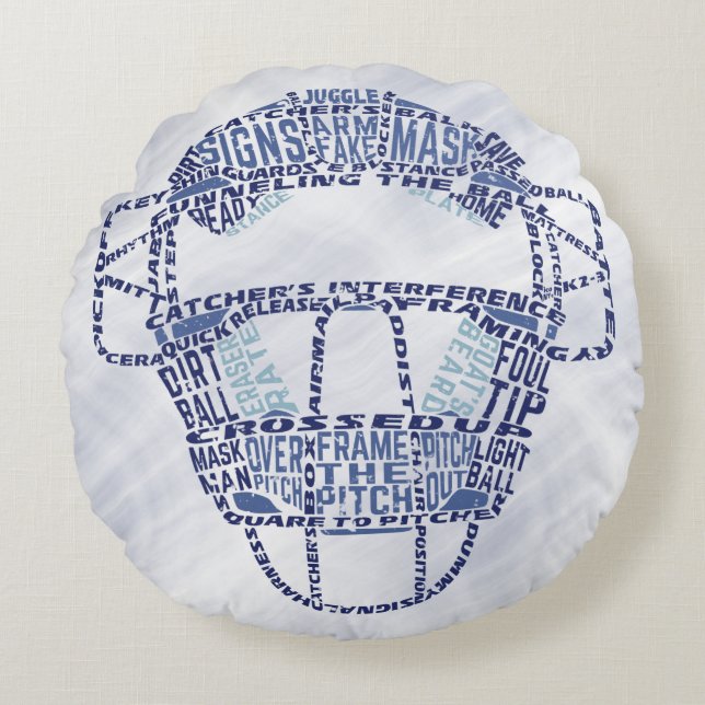 Softball Baseball Catcher's Mask Pillow Rond Kussen (Voorkant)