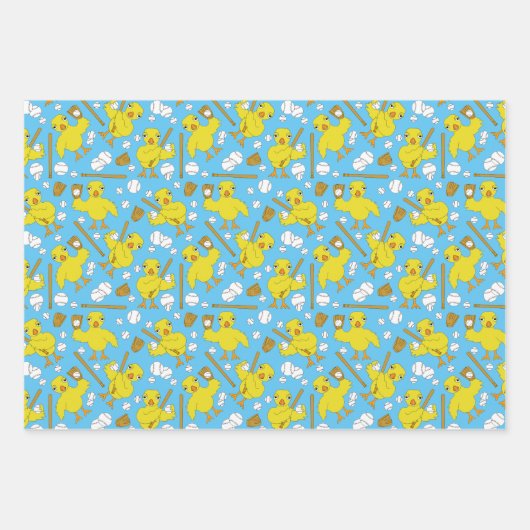 Softball Baseball Chick Pattern Wrapping Paper Zij (Voorkant 3)