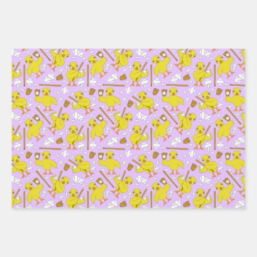 Softball Baseball Chick Pattern Wrapping Paper Zij (Voorkant 2)