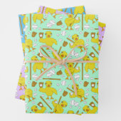 Softball Baseball Chick Pattern Wrapping Paper Zij (In situ)
