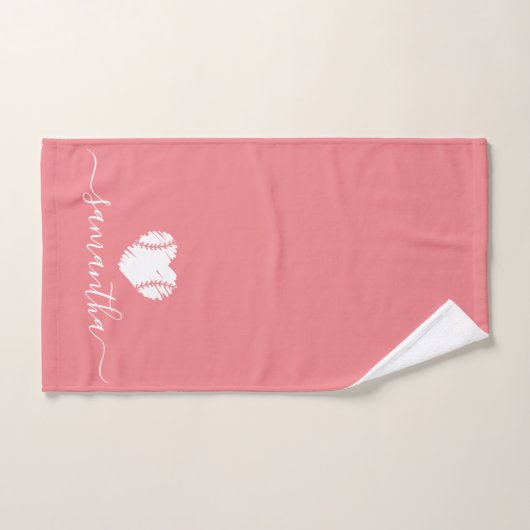 Softball Baseball Gepersonaliseerd Roze Meisje Bad Handdoek (Handdoek)