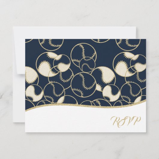 Softball Baseball Gold-reactiekaart RSVP Kaartje (Achterkant)