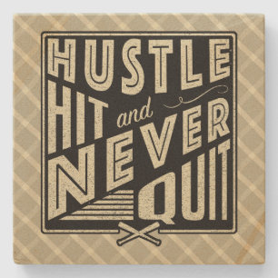 Softball Baseball Hustle, Hit & Nooit stoppen met Stenen Onderzetter