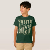 Softball Baseball Hustle Hit & Nooit stoppen T-shirt (Voorkant volledig)