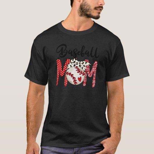 Softball Baseball Mam Leopard Mama T-shirt (Voorkant)