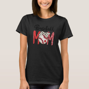 Softball Baseball Mam Leopard Mama T-shirt