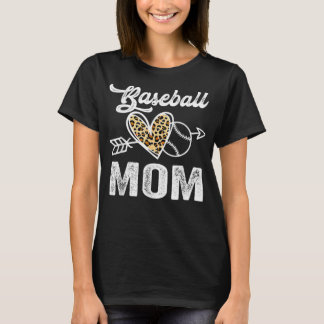 Softball Baseball Mam Leopard Vrouwen Moederdag 2 T-shirt