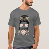 Softball Baseball Mam Moederdag Leopard Messine N T-shirt (Voorkant)