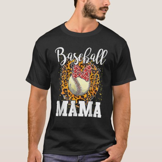 Softball Baseball Mama Leopard Teeball Ma Gift Mo T-shirt (Voorkant)