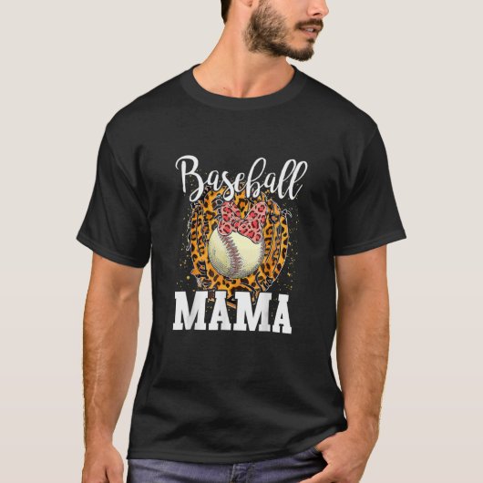 Softball Baseball Mama Leopard Teeball Mom Mother' T-shirt (Voorkant)