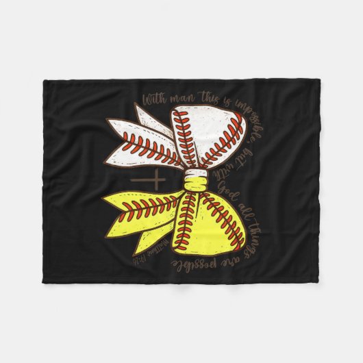 Softball Baseball Mom Bow Christian With Man This  Fleece Deken (Voorkant (Horizontaal))