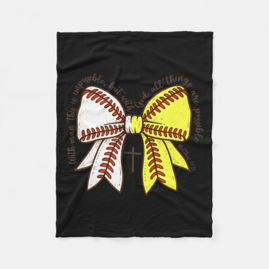 Softball Baseball Mom Bow Christian With Man This  Fleece Deken (Voorkant)