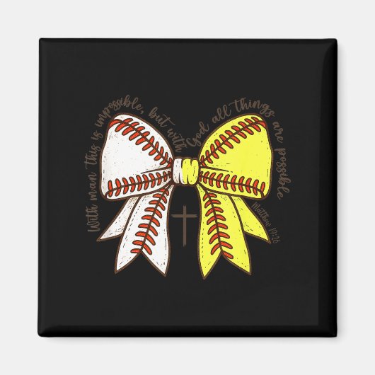 Softball Baseball Mom Bow Christian With Man This  Magneet (Voorkant)