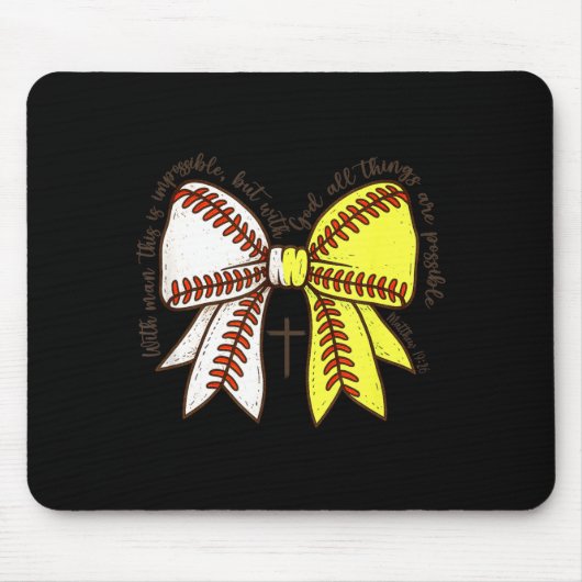 Softball Baseball Mom Bow Christian With Man This  Muismat (Voorkant)