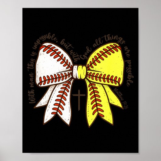 Softball Baseball Mom Bow Christian With Man This  Poster (Voorkant)