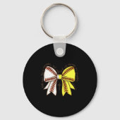Softball Baseball Mom Bow Christian With Man This  Sleutelhanger (Voorkant)