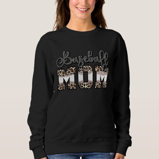 Softball Baseball Mom Leopard Mother's Day Trui (Voorkant)