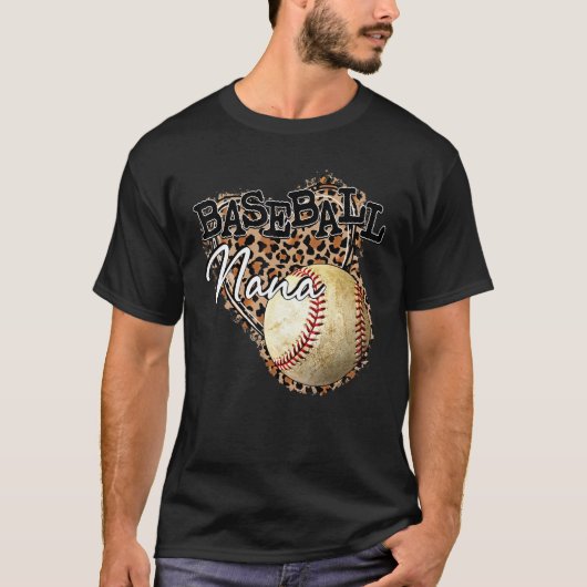 Softball Baseball Nana Leopard Moederdag T-shirt (Voorkant)