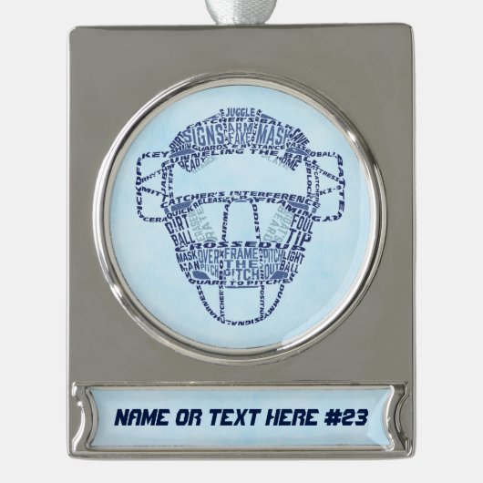 Softball Baseball Persoonlijke kerstversiering Verzilverd Banner Ornament (Voorkant)