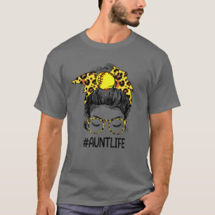Softball Baseball Tunt Life Messine Bun Leopard Mo T-shirt