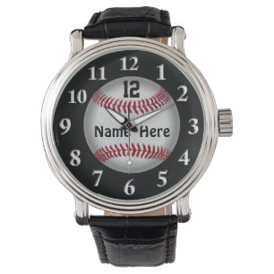 Softball Baseball Watt, JOUW NAAM en NUMMER Horloge