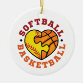 Softball Basketball Heart Keramisch Ornament (Voorkant)