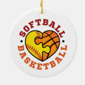 Softball Basketball Heart Keramisch Ornament (Achterkant)