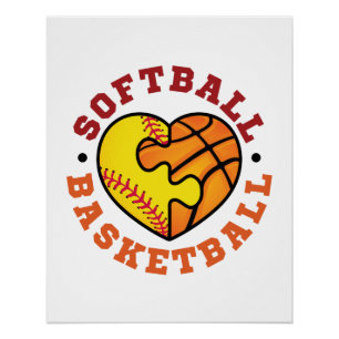 Softball Basketball Heart Perfect Poster