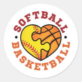 Softball Basketball Heart Ronde Sticker