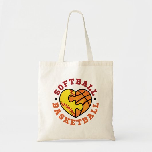 Softball Basketball Heart Tote Bag (Voorkant)