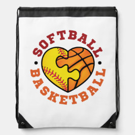 Softball Basketball Heart Trekkoord Rugzakje